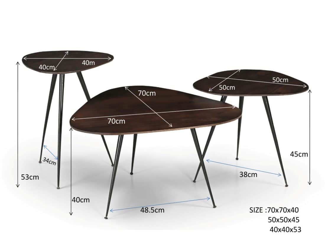 Livingfurn Salontafels Brix Loua Brown Set Of 3