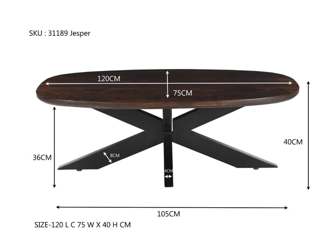 Livingfurn Salontafels Jesper Brown 120cm