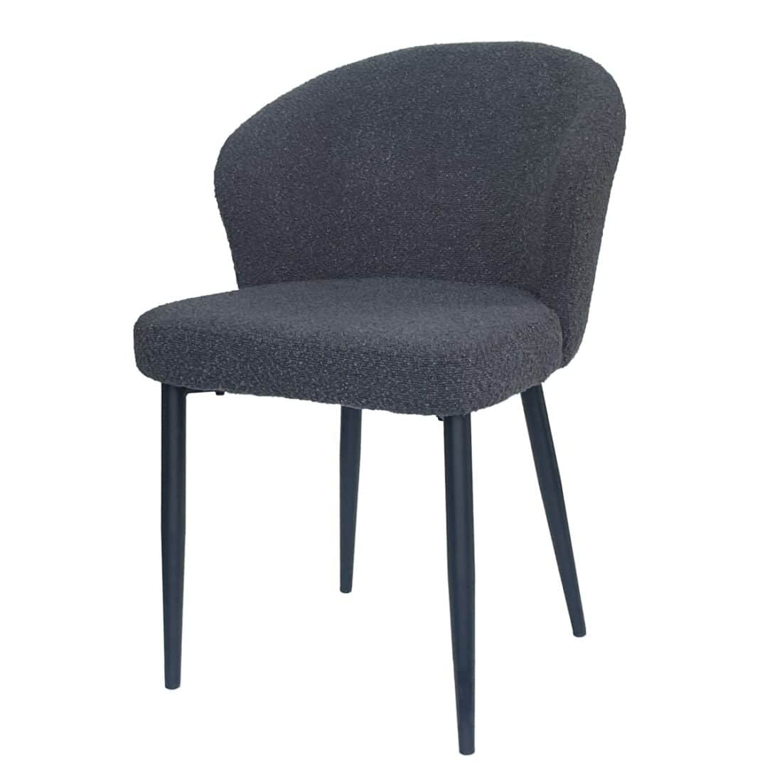 Livingfurn Eetkamerstoelen Laura Boucle Antraciet