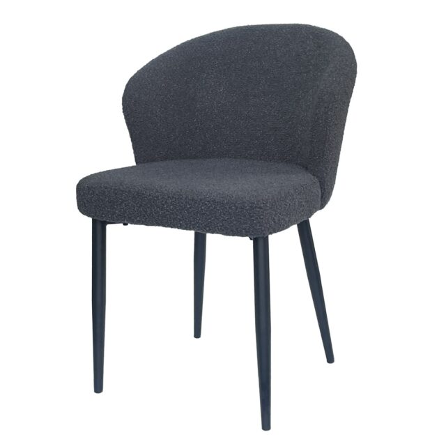 Livingfurn Eetkamerstoelen Laura Boucle Antraciet