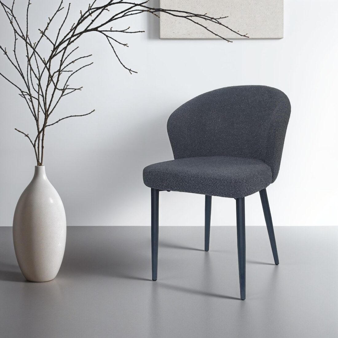 Livingfurn Eetkamerstoelen Laura Boucle Antraciet
