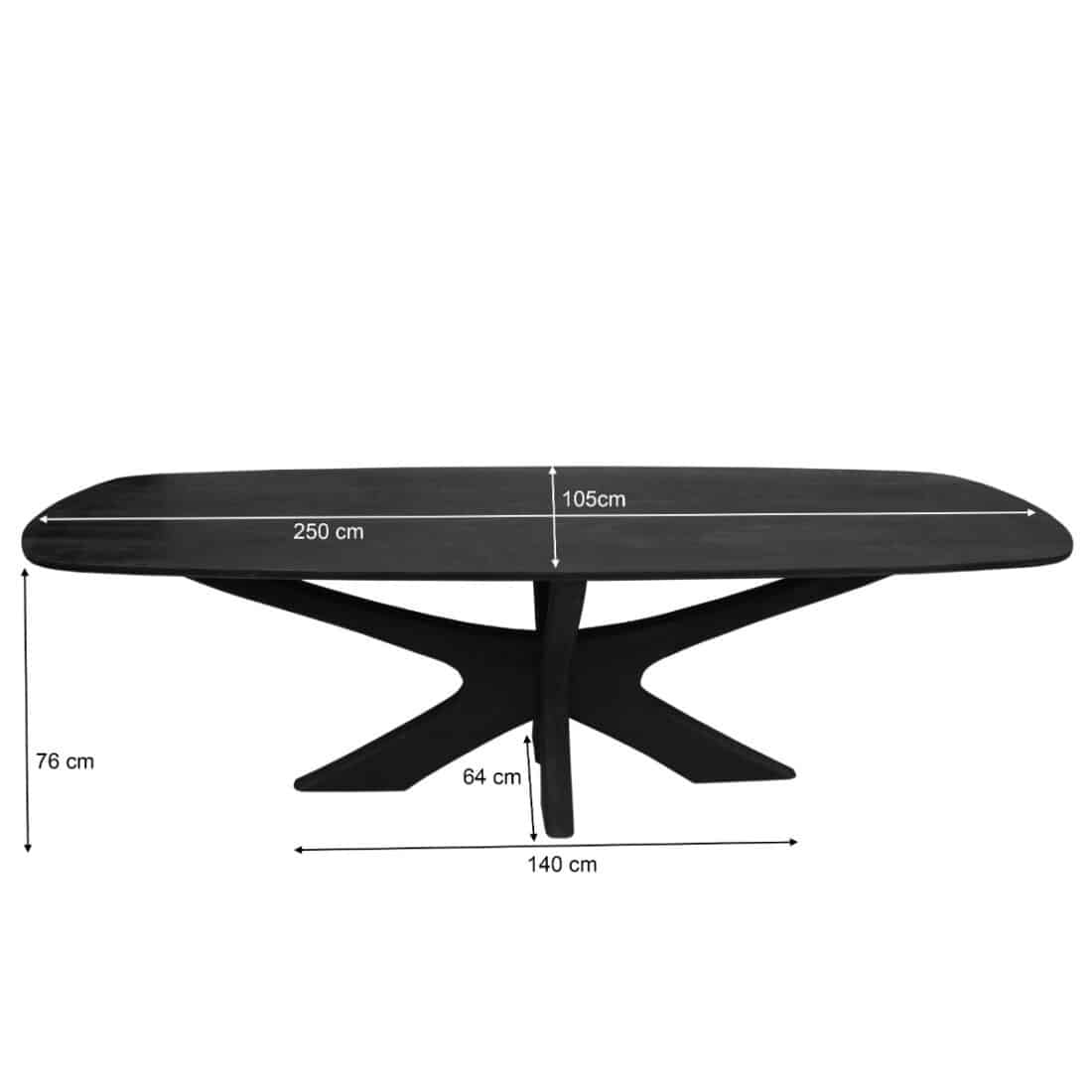 Livingfurn Eetkamertafels Brix Montreaux Black 250cm