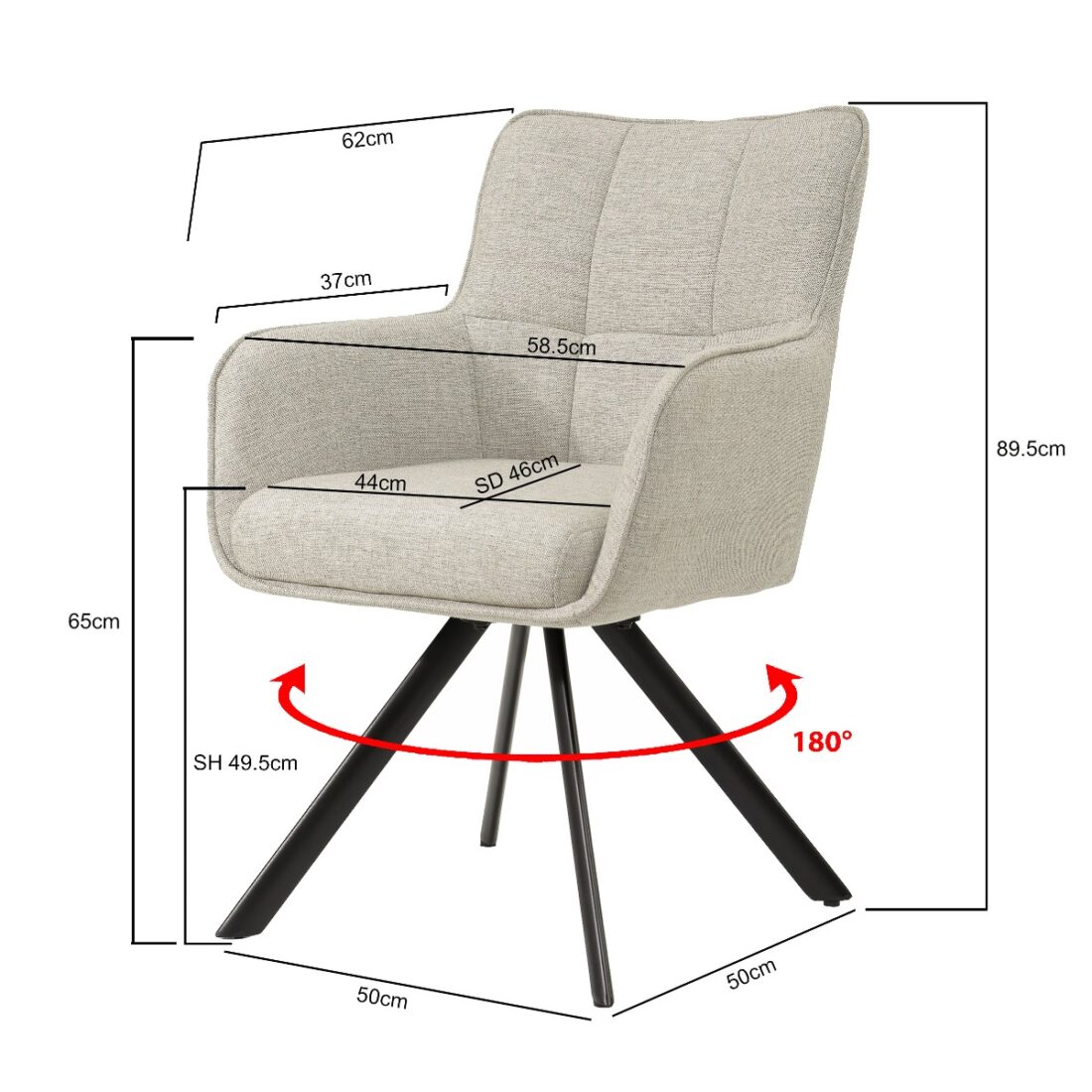 Livingfurn Eetkamerstoelen Tori Sand