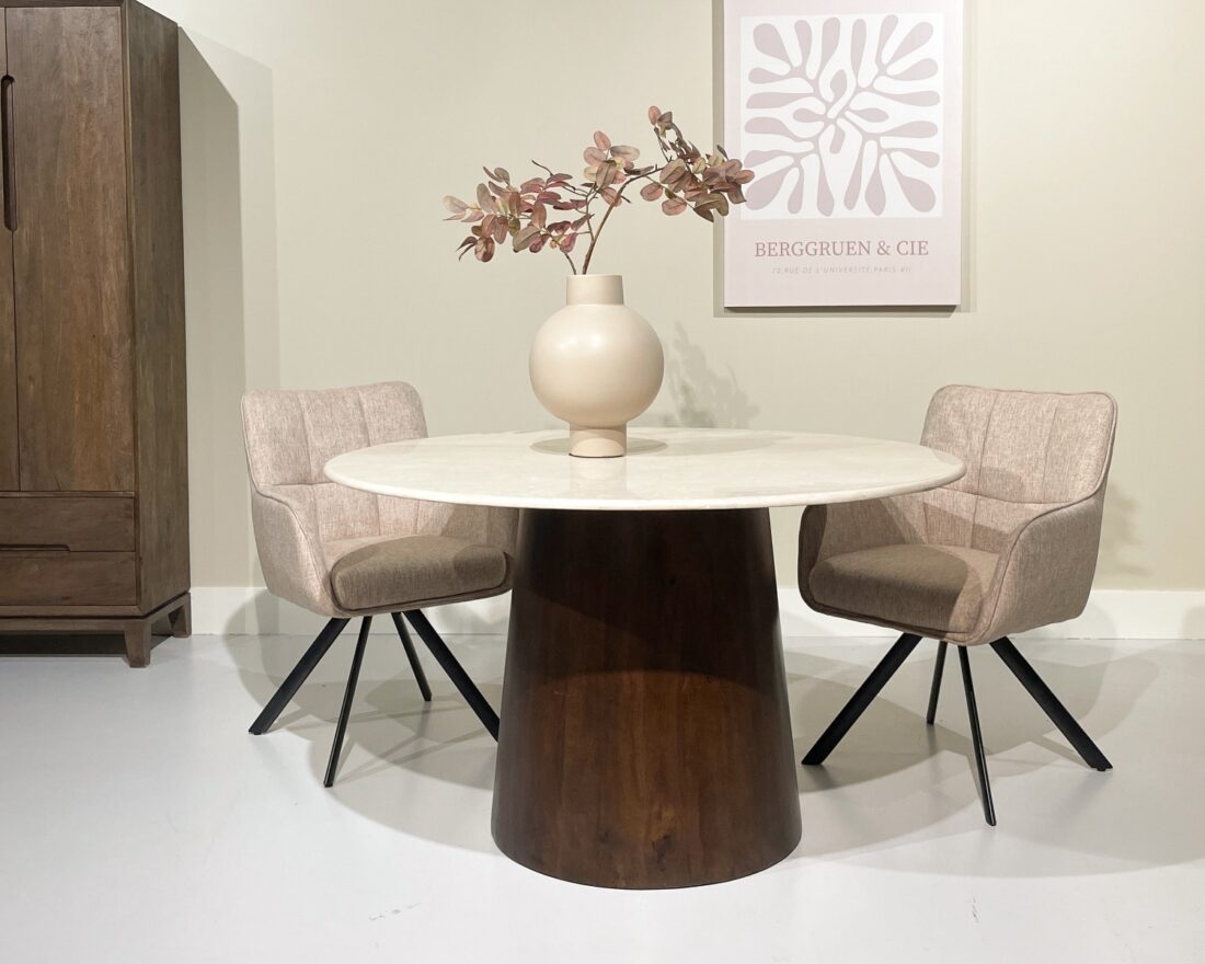 Livingfurn Eetkamertafels Brix Bottecino Rond 130cm