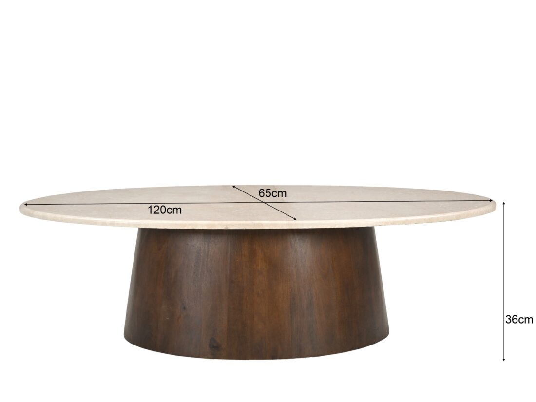 Livingfurn Salontafels Brix Bottecino Oval 120cm
