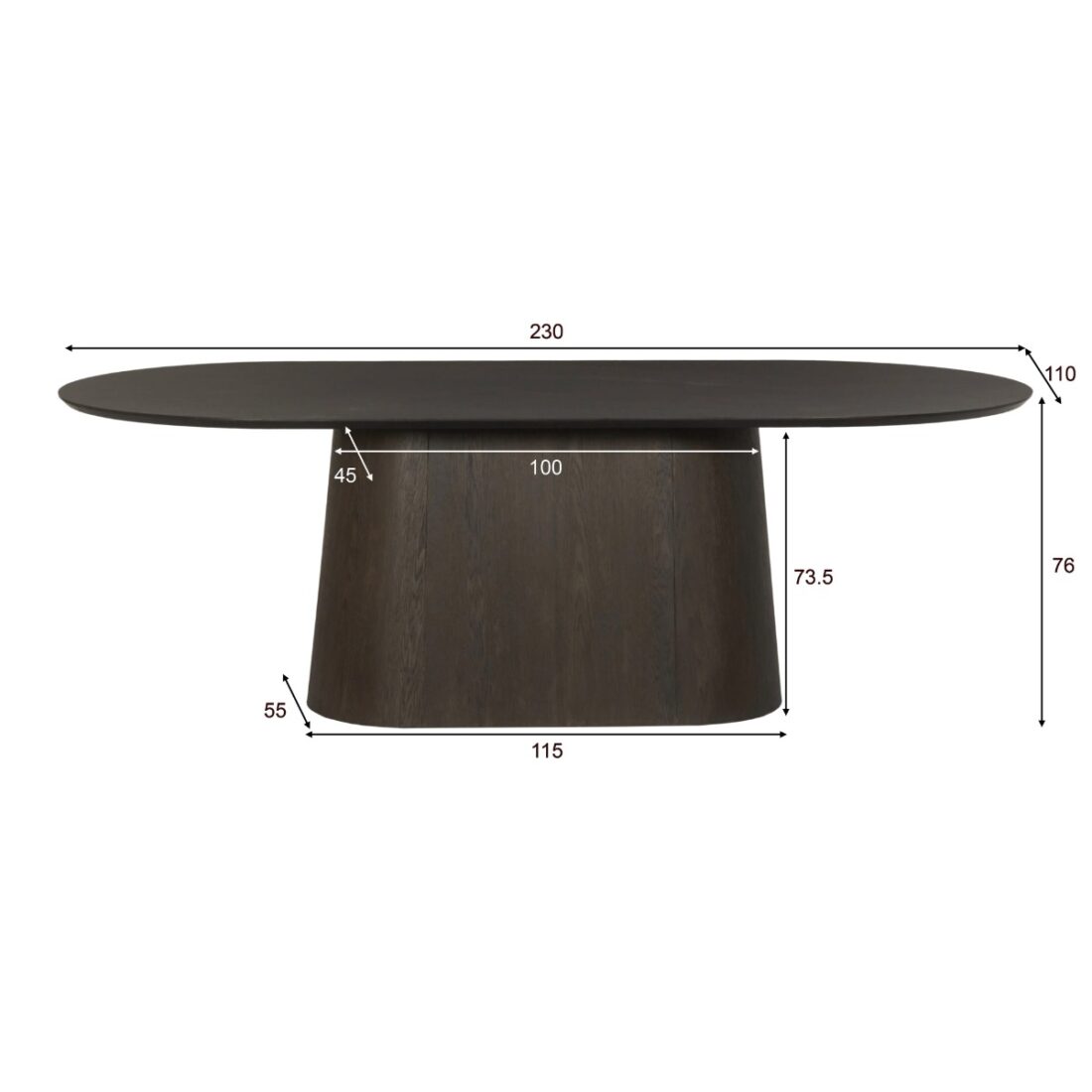 Livingfurn Eetkamertafels Novero Espresso 230cm