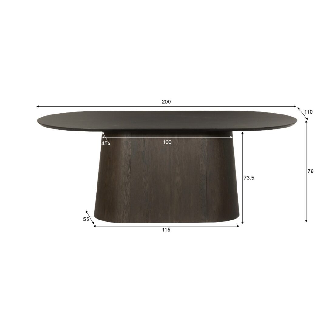 Livingfurn Eetkamertafels Novero Espresso 200cm