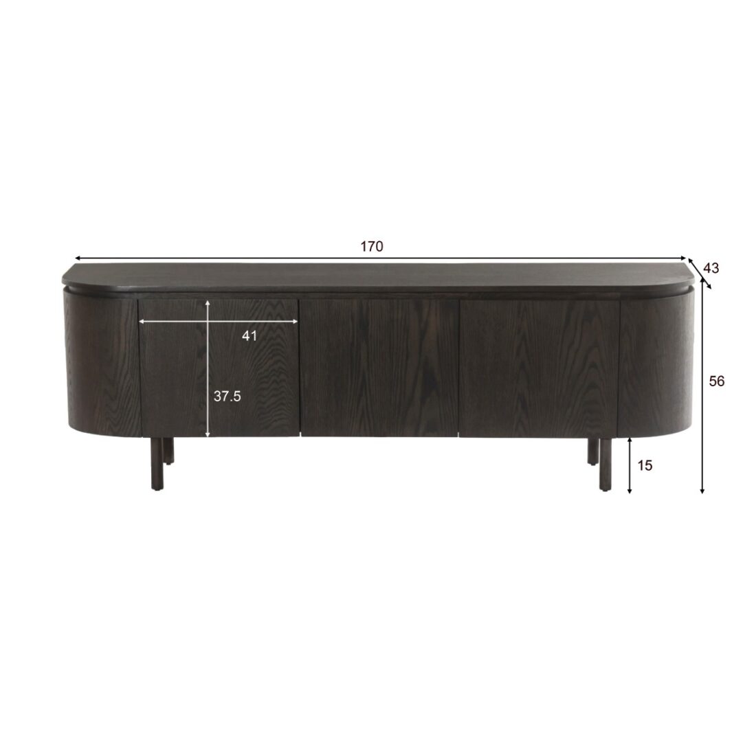 Livingfurn Tv Meubelen Tobago Espresso 170cm