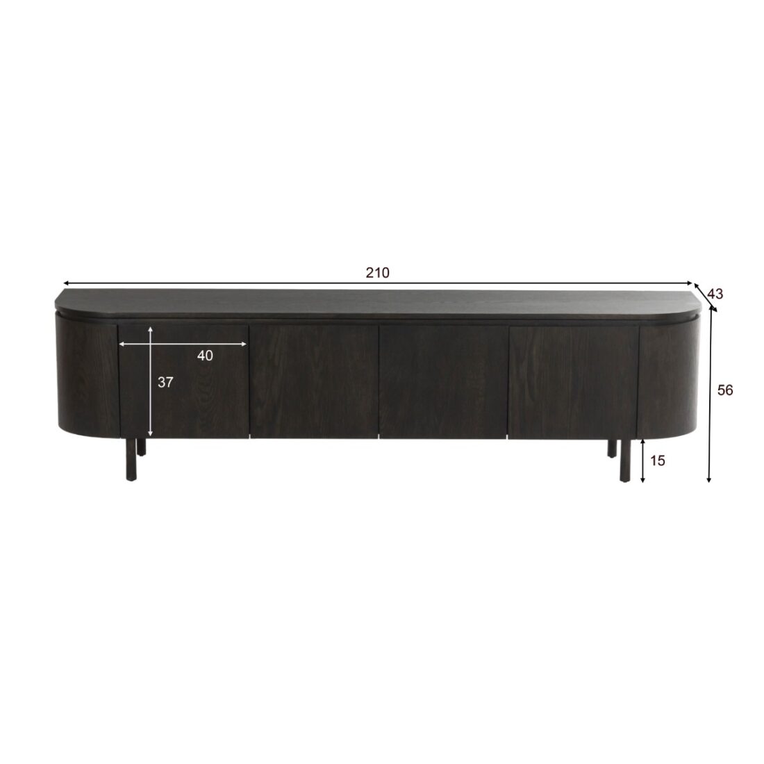 Livingfurn Tv Meubelen Tobago Espresso 210cm