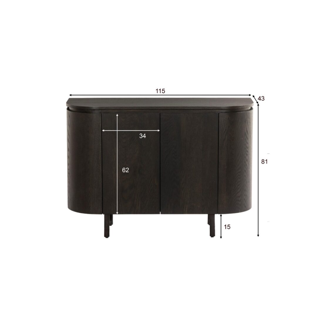 Livingfurn Dressoirs Tobago Espresso 115cm