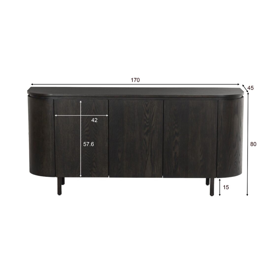 Livingfurn Dressoirs Tobago Espresso 170cm