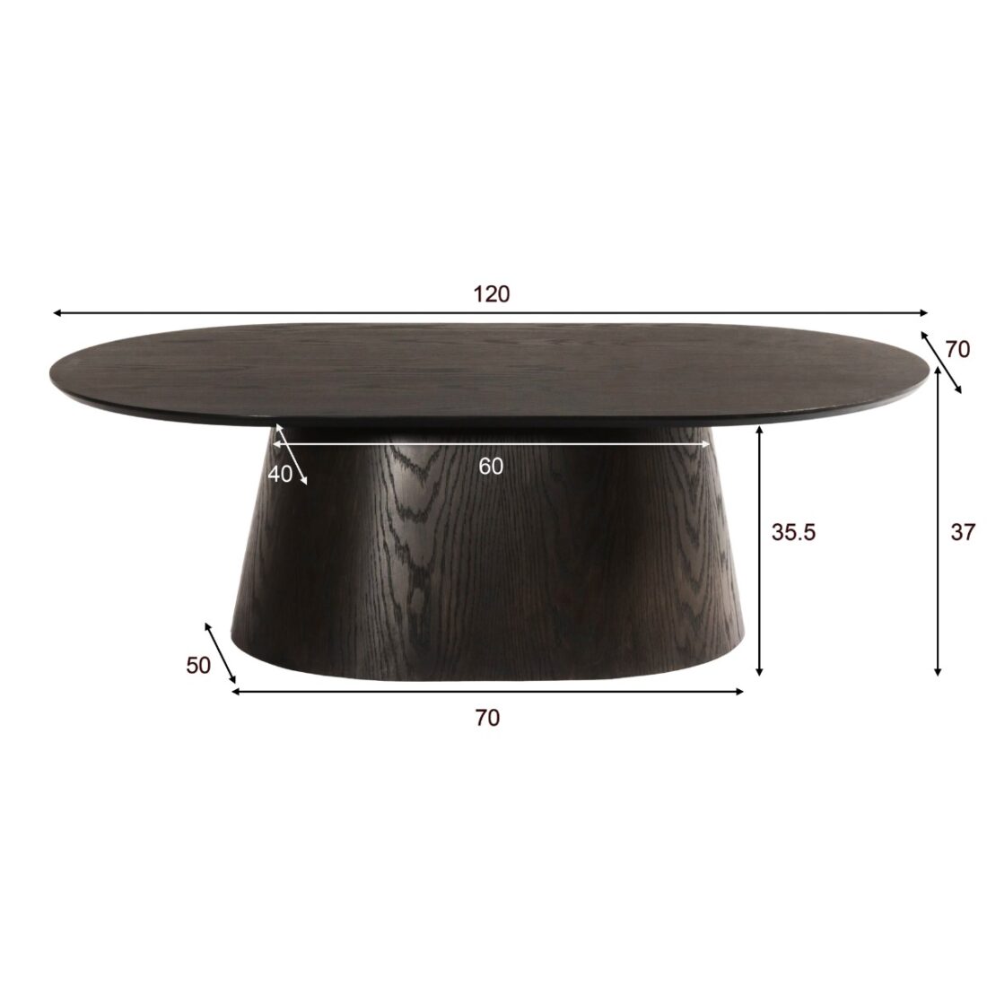 Livingfurn Salontafels Novero Espresso Oval 120cm
