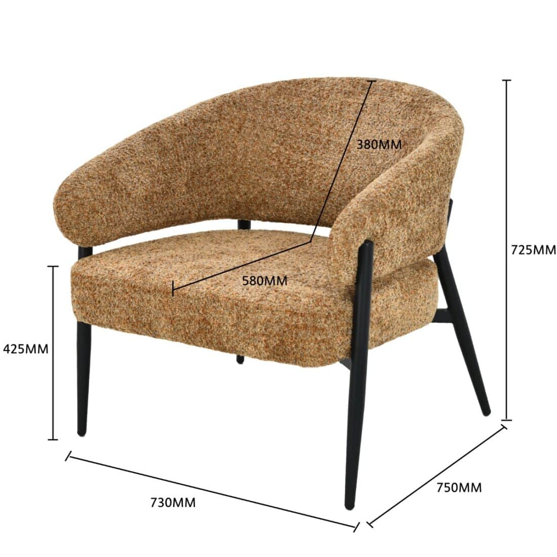 Livingfurn Fauteuil Dilan Venga Met Arm Cognac