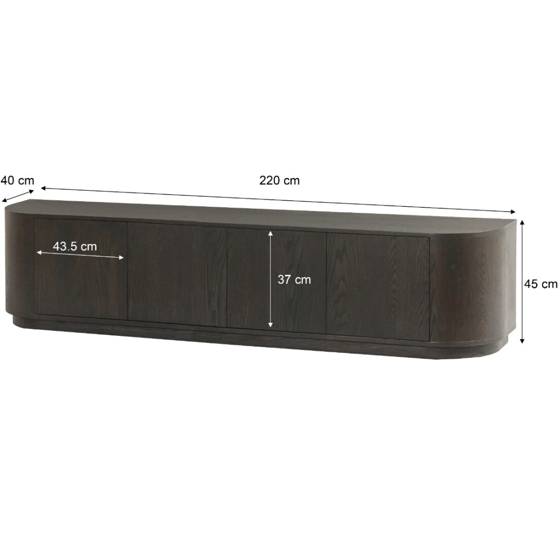 Livingfurn Tv Meubelen Novero Espresso 220cm