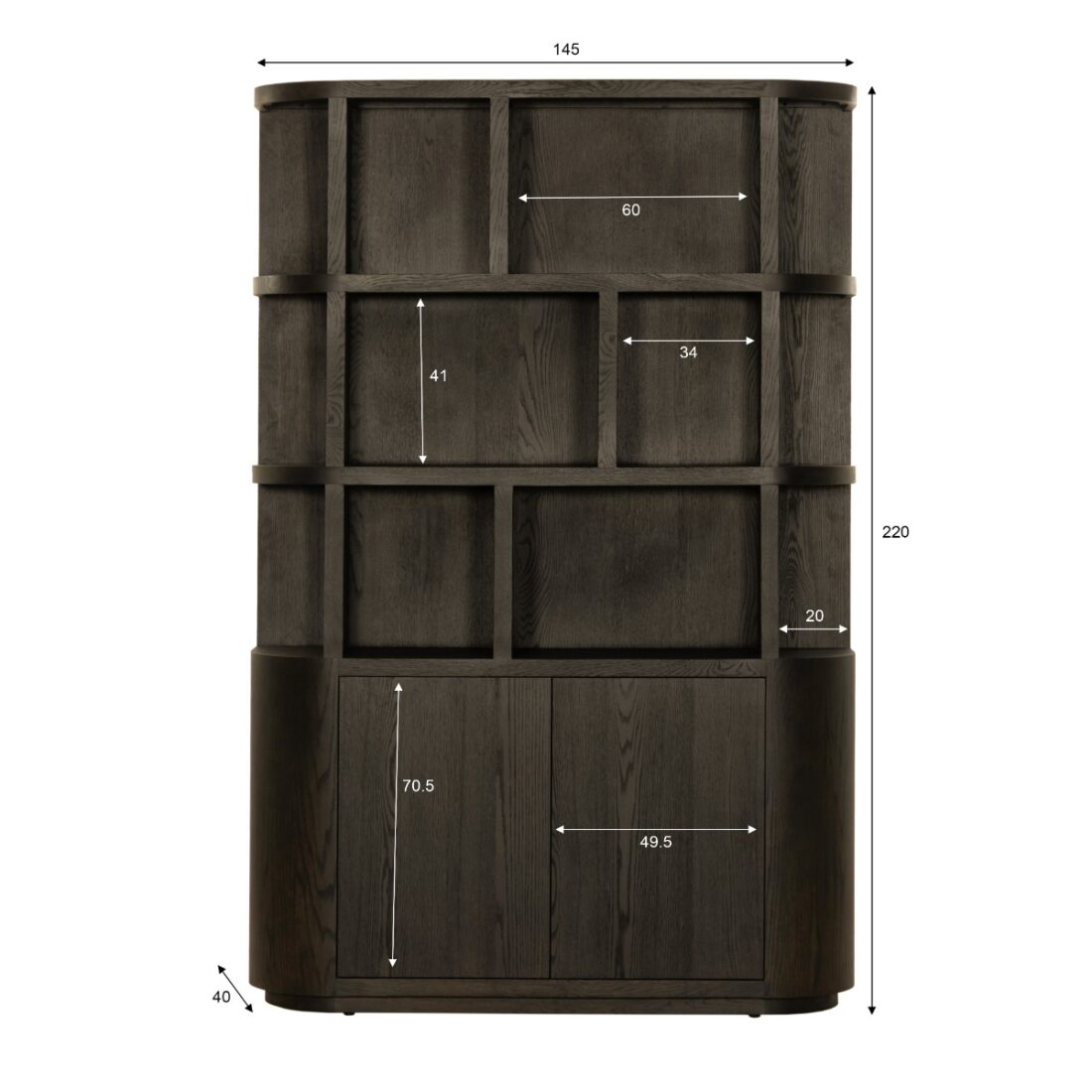 Livingfurn Boekenkast Novero Espresso 145cm