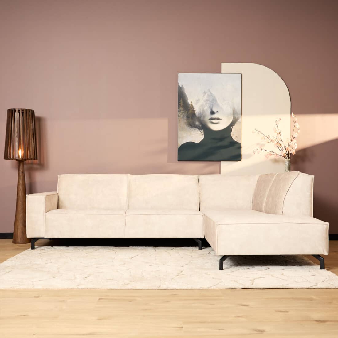 Starfurn Mysofa Floris 2 5 Zits Divan Rechts Velvet Beige