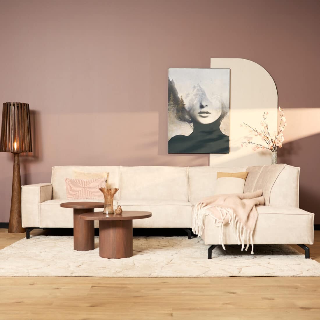Starfurn Mysofa Floris 2 5 Zits Divan Rechts Velvet Beige