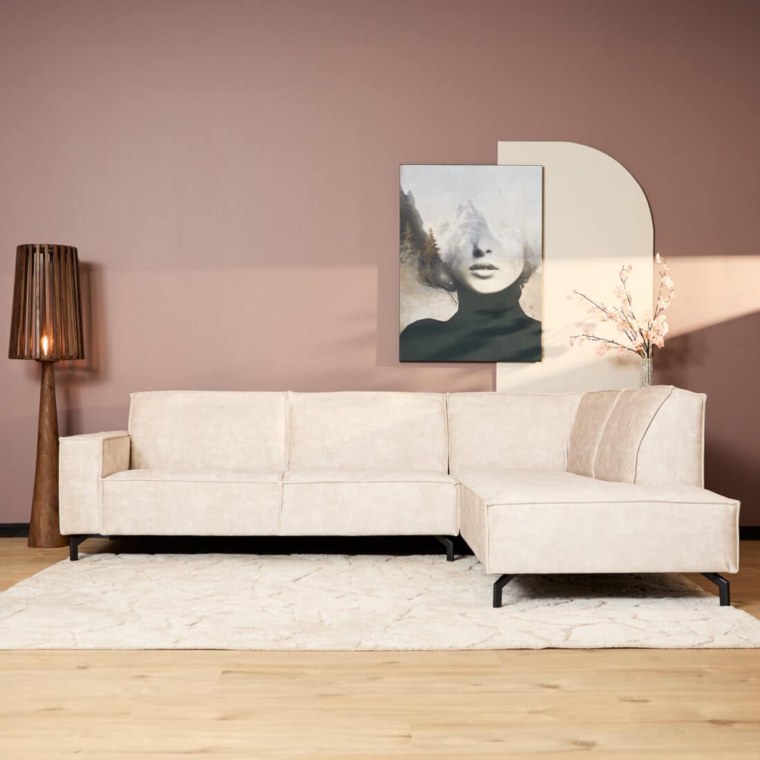 Starfurn Mysofa Floris 2 5 Zits Divan Rechts Velvet Beige