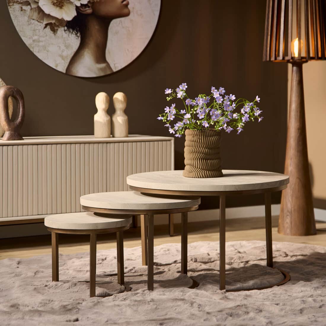Starfurn Salontafel Madison Sand 70 Cm Set Van 3