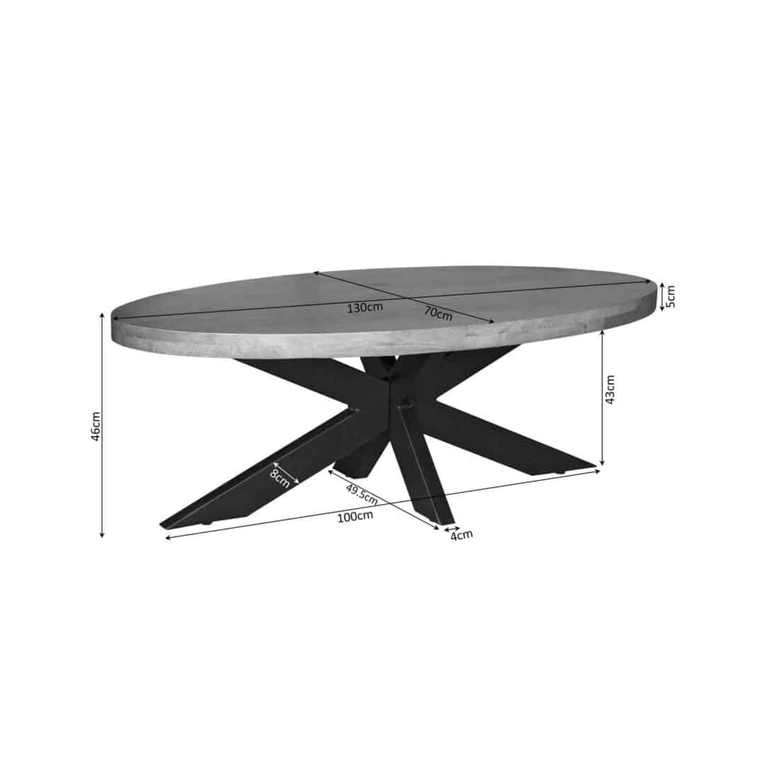 Starfurn Salontafel Denver 130 Cm Ovaal
