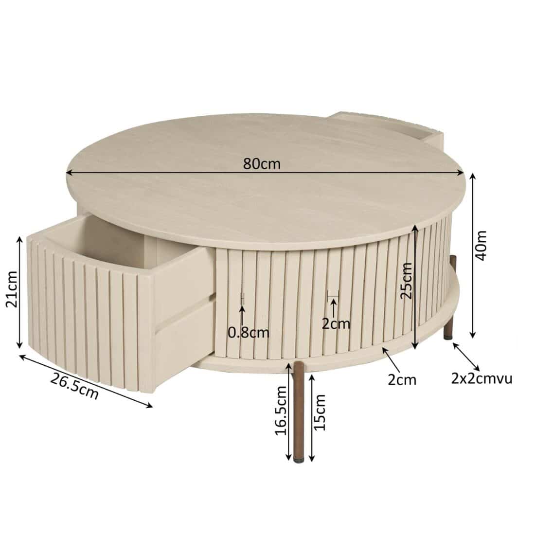 Starfurn Salontafel Madison Sand 80 Cm Rond