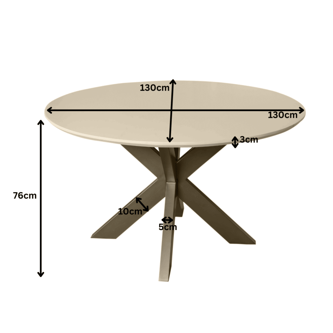Starfurn Eettafel Madison Sand 130 Cm