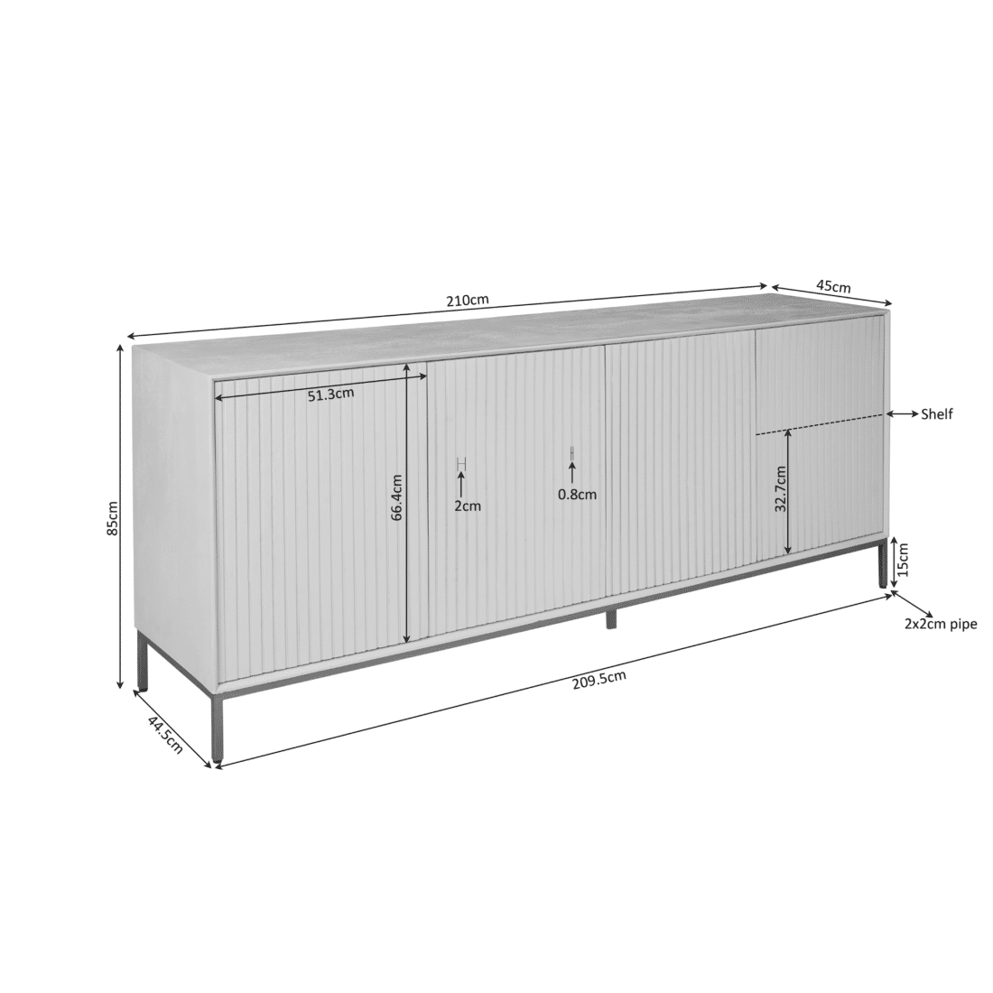 Starfurn Dressoir Madison Natural 210 Cm