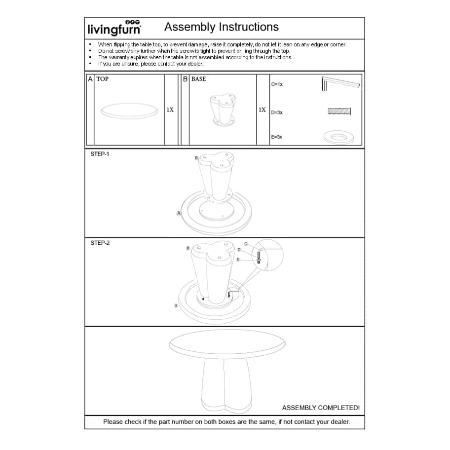 Livingfurn Eetkamertafels Brix Clubs 130cm