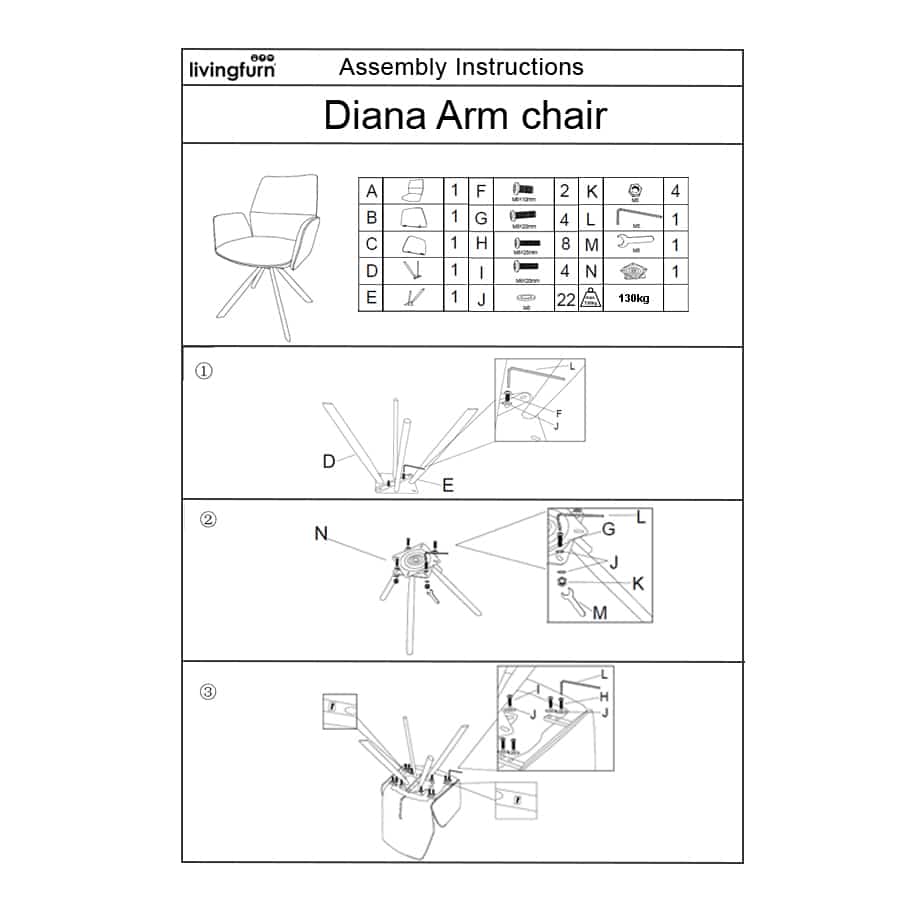 Livingfurn Eetkamerstoelen Diana Beige