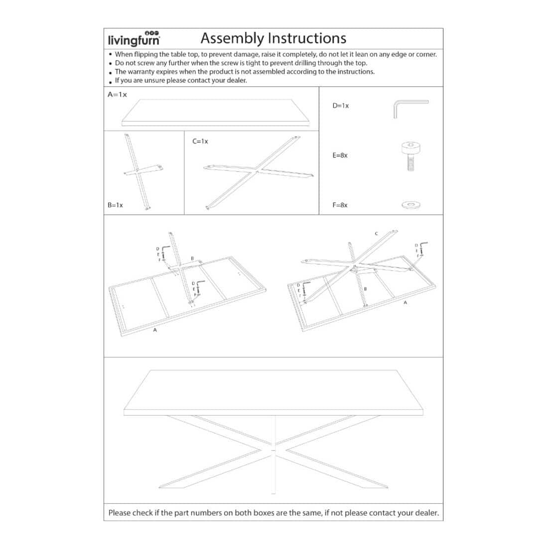Livingfurn Eetkamertafels Kala Spider 180 Cm