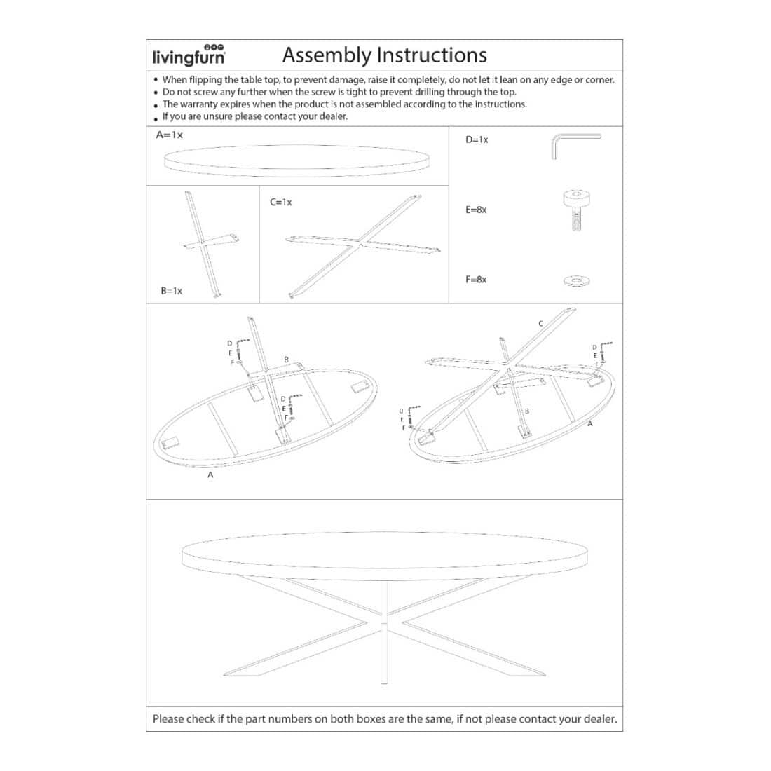 Livingfurn Eetkamertafels Rocky Oval 160 Cm