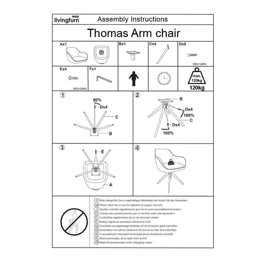 Livingfurn Eetkamerstoelen Thomas Brique