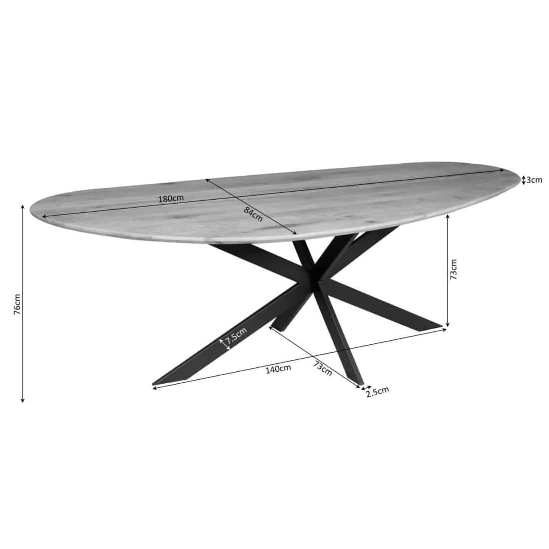 Starfurn Eettafel Cloud 180 Cm Eiken Brown