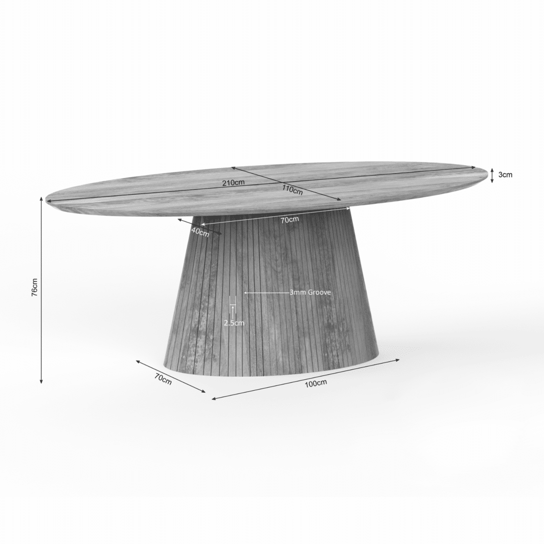 Starfurn Eettafel Solana 210 Cm Naturel Ovaal