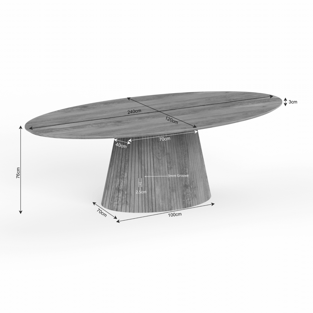 Starfurn Eettafel Solana 240 Cm Naturel Ovaal