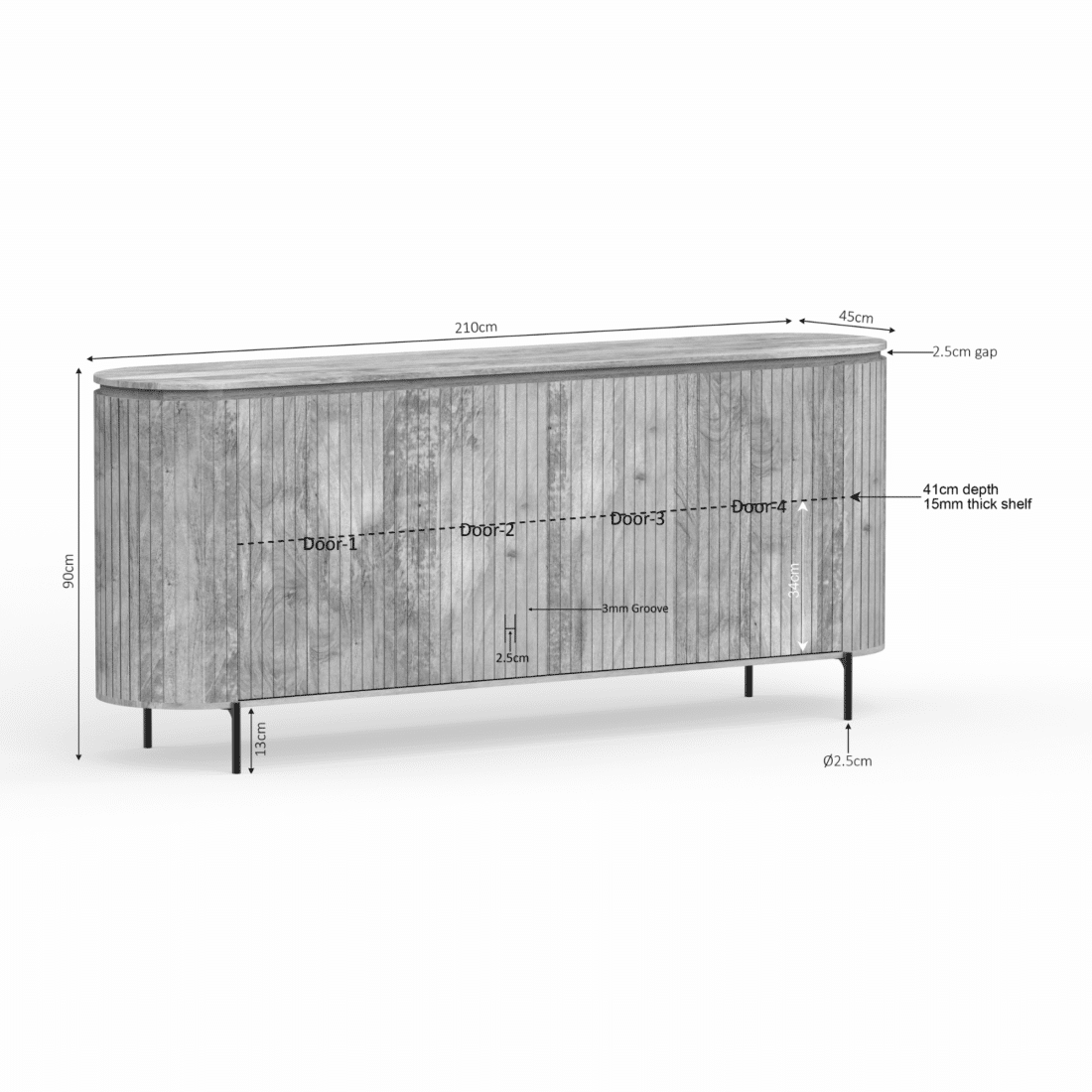Starfurn Dressoir Solana 210 Cm Naturel