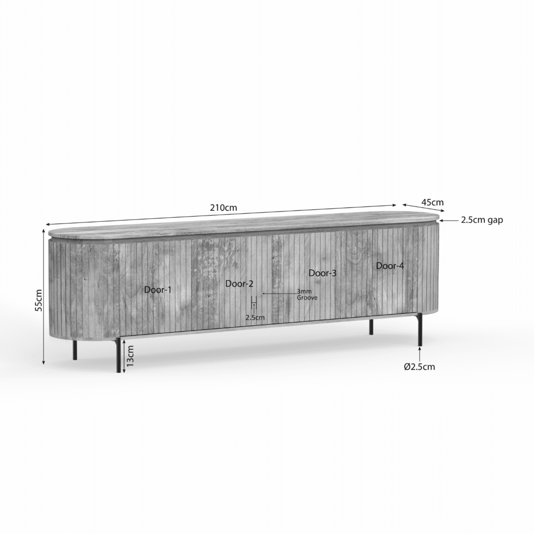 Starfurn Tv Meubel Solana 210 Cm Naturel