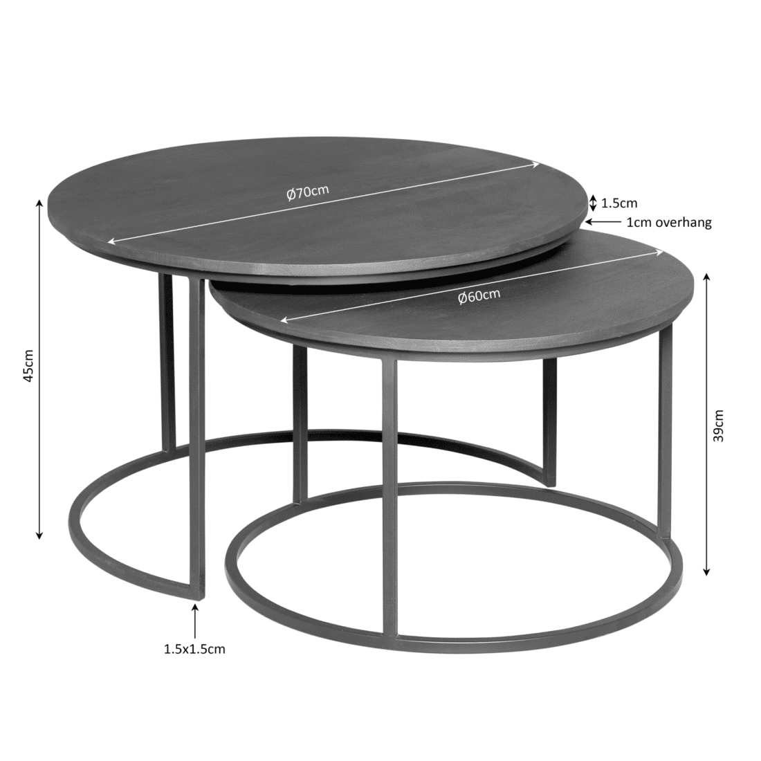 Starfurn Salontafel Madison Natural 70 Cm Set Van 2