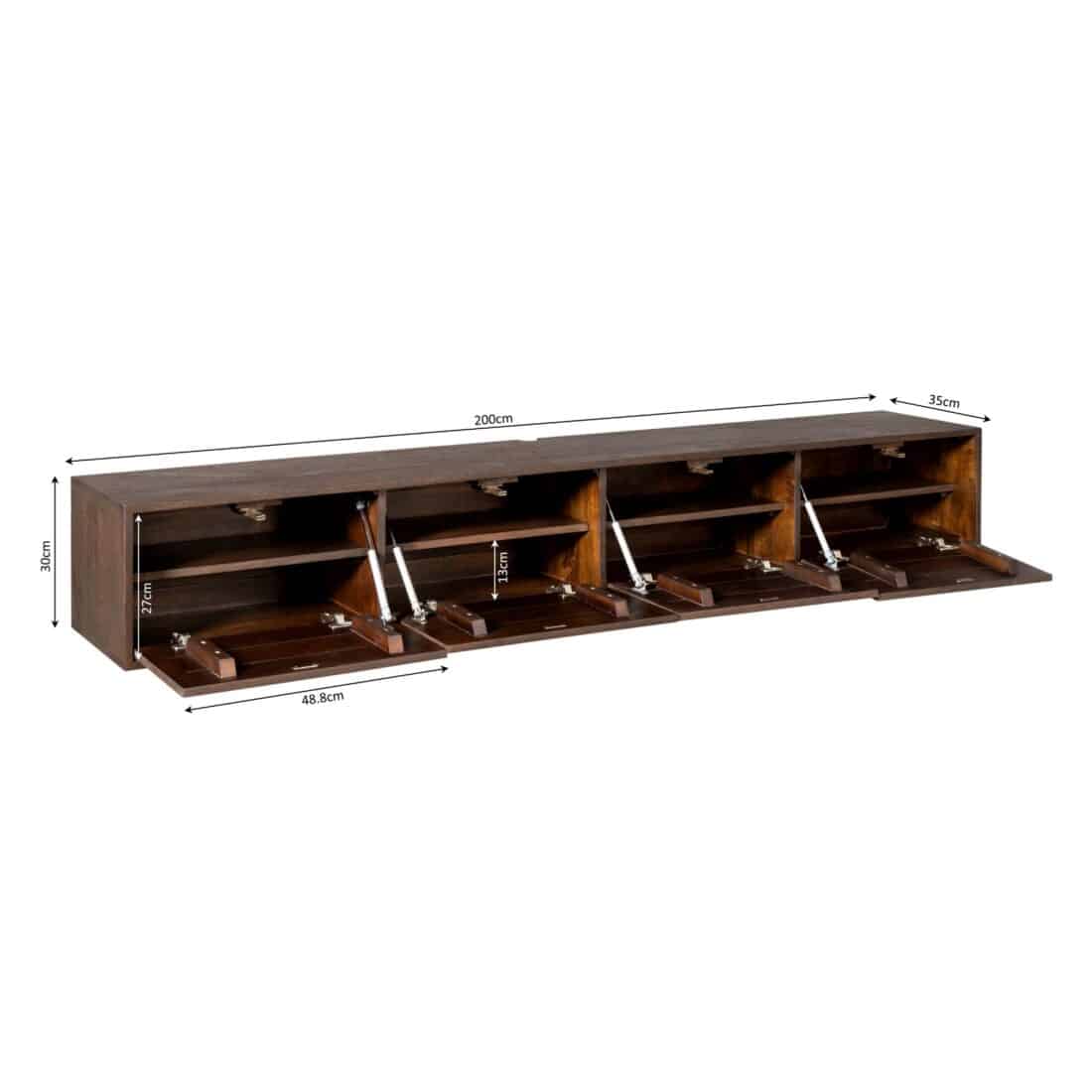 Starfurn Zwevend Tv Meubel Vision Brown 200 Cm