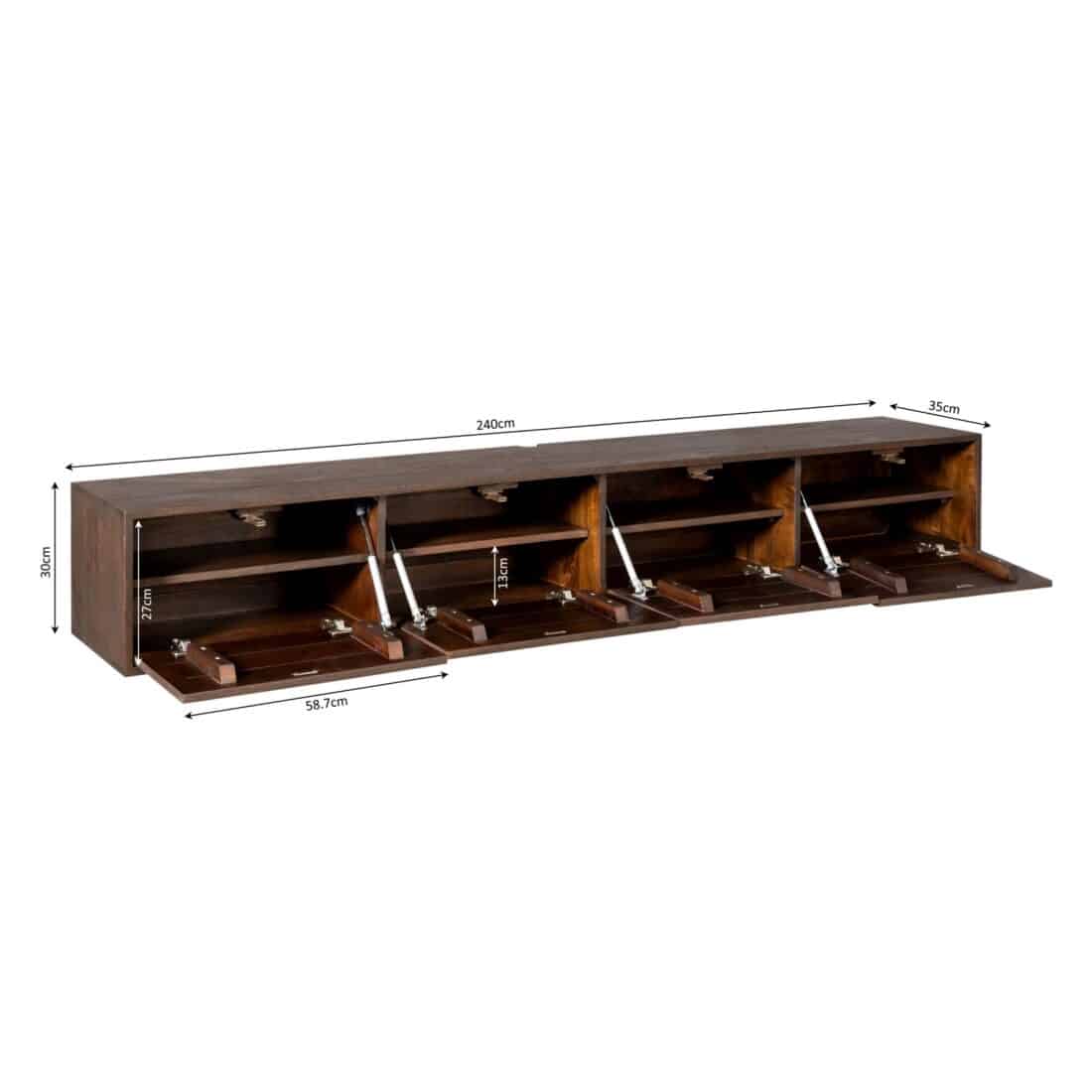 Starfurn Zwevend Tv Meubel Vision Brown 240 Cm