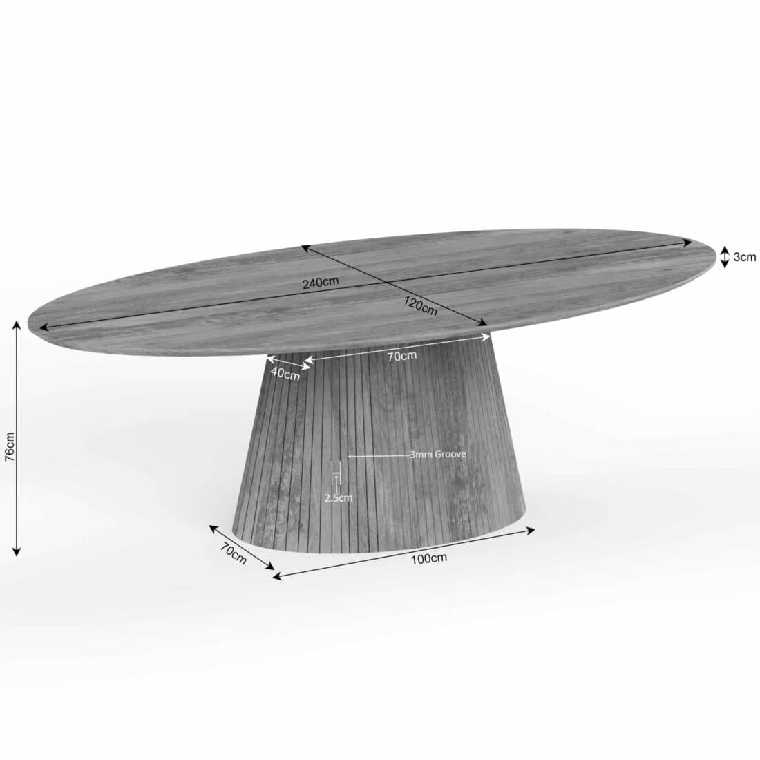 Starfurn Eettafel Solana 240 Cm Ovaal Taupe