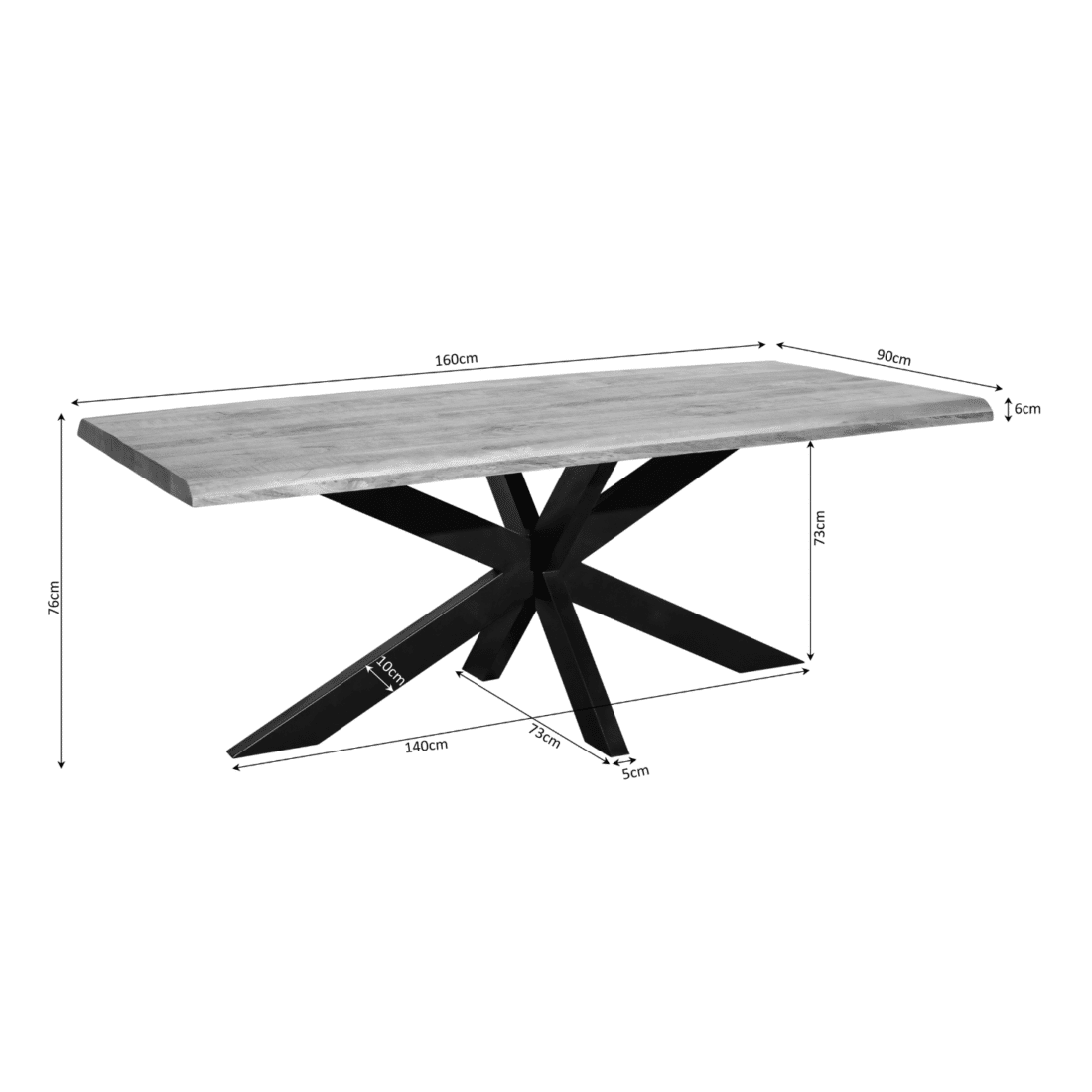 Starfurn Boomstamtafel Denver 160 Cm