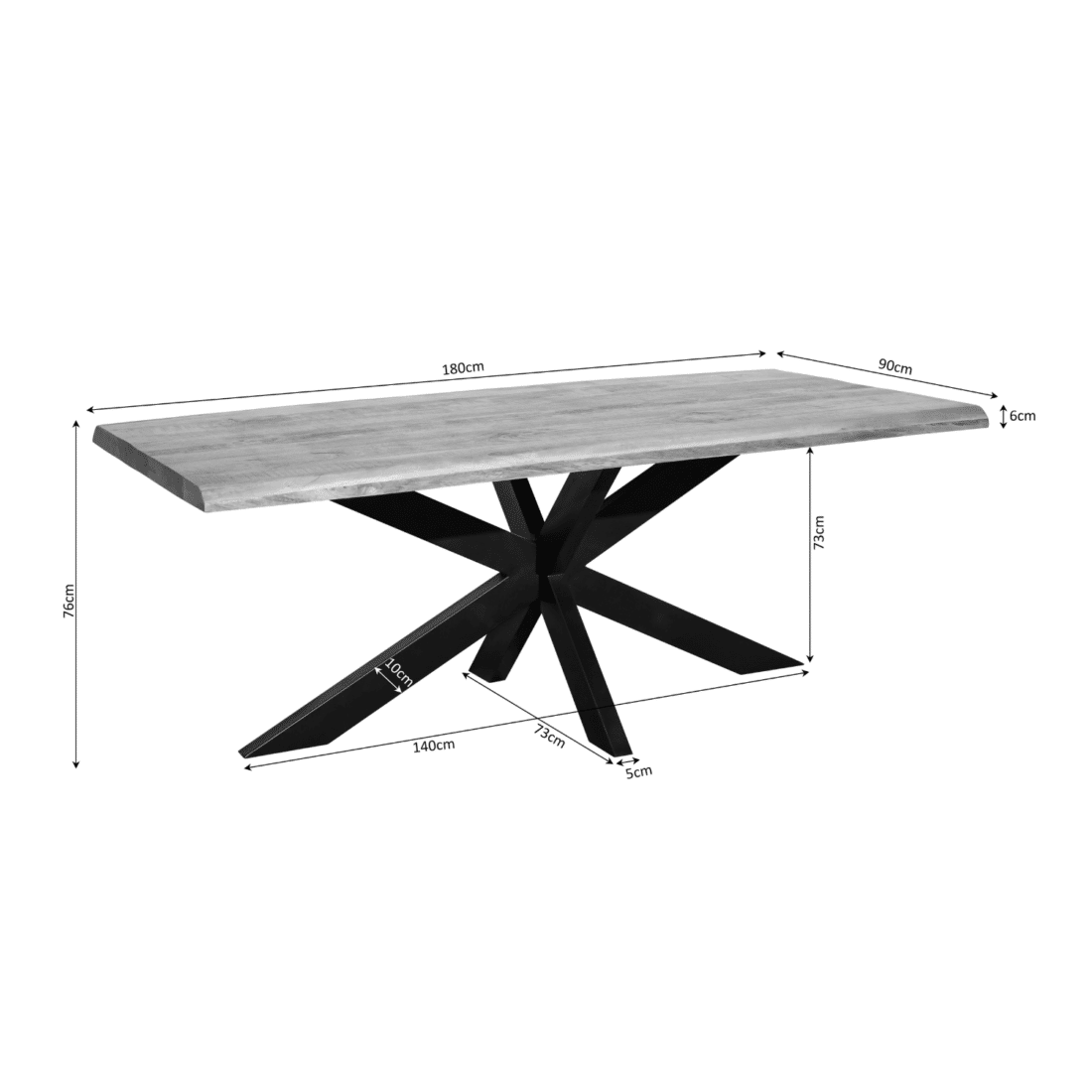 Starfurn Boomstamtafel Denver 180 Cm
