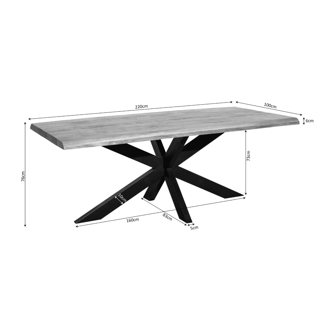 Starfurn Boomstamtafel Denver 220 Cm