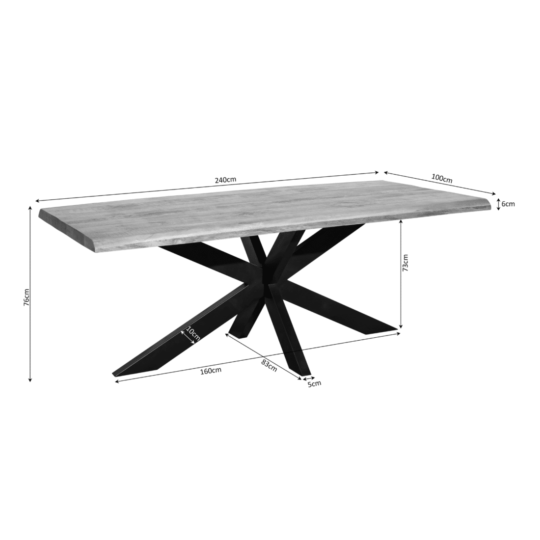 Starfurn Boomstamtafel Denver 240 Cm