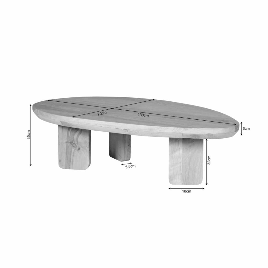 Starfurn Salontafel Zillah 130 Cm Naturel Eiken