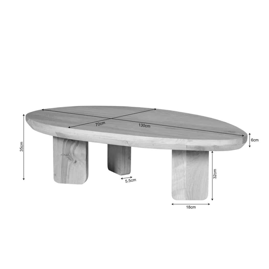 Starfurn Salontafel Zillah 130 Cm Naturel Eiken