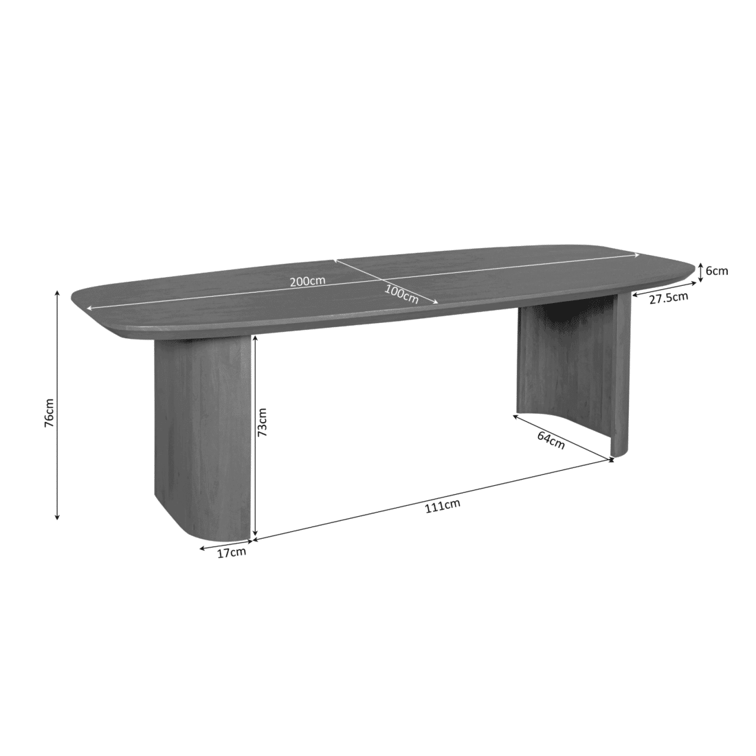 Starfurn Eettafel Mar Brown 200 Cm