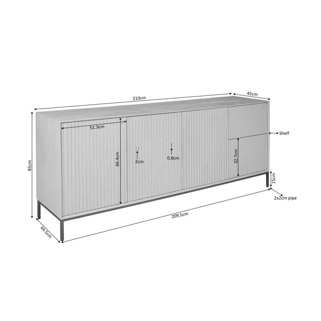Starfurn Dressoir Madison Brown 210 Cm