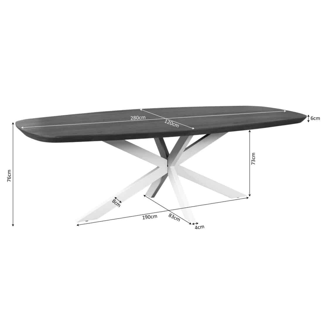 Starfurn Eettafel Madison Brown 280 Cm Deens Ovaal Poot Sand